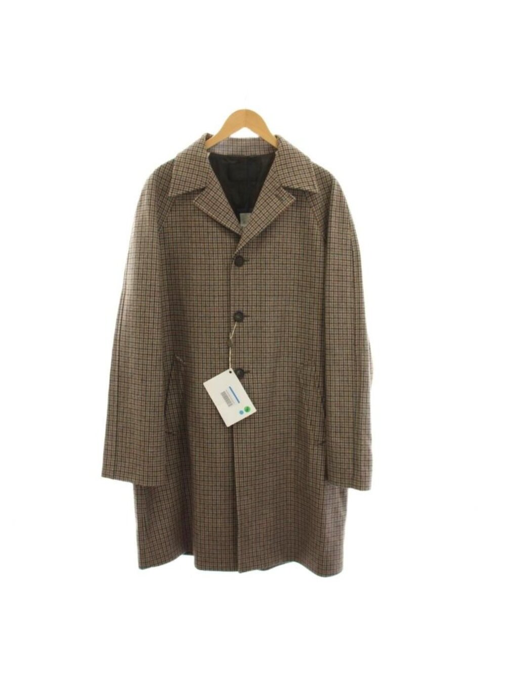 Prada Wool Coat Long Houndstooth 52 Brown Gray Black YM